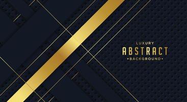 Banner web elegant 3D abstract black stripes shapes with lighting shiny golden diagonal lines on dark background template luxury style. vector