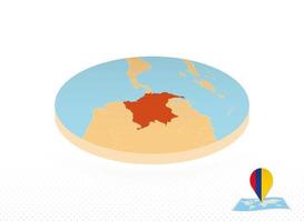 Colombia map designed in isometric style, orange circle map. vector