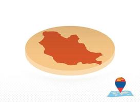 Mongolia map designed in isometric style, orange circle map. vector