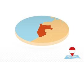 Peru map designed in isometric style, orange circle map. vector