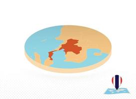 Thailand map designed in isometric style, orange circle map. vector