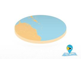 Saint Lucia map designed in isometric style, orange circle map. vector