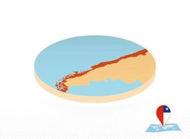 Chile map designed in isometric style, orange circle map. vector