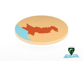 Pakistan map designed in isometric style, orange circle map. vector