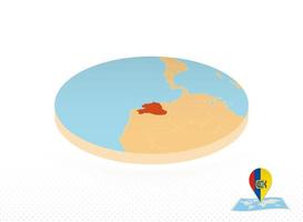 Ecuador map designed in isometric style, orange circle map. vector