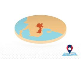 Laos map designed in isometric style, orange circle map. vector