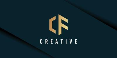 Letter cf logo illustration with hexagon pattern creative design vector