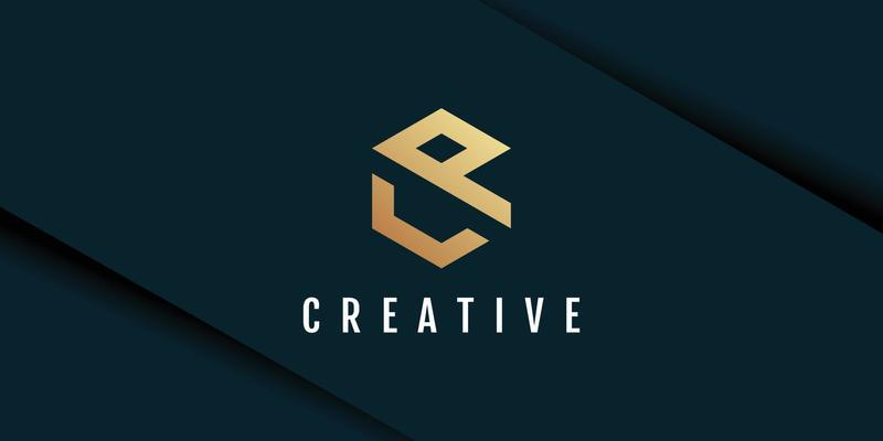 Letter cp logo illustration with hexagon pattern creative design