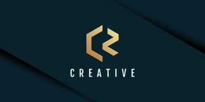 Letter cz logo illustration with hexagon pattern creative design vector