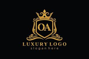 Initial OA Letter Royal Luxury Logo template in vector art for Restaurant, Royalty, Boutique, Cafe, Hotel, Heraldic, Jewelry, Fashion and other vector illustration.