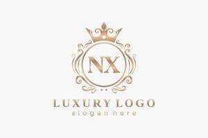 plantilla de logotipo de lujo real de letra nx inicial en arte vectorial para restaurante, realeza, boutique, cafetería, hotel, heráldica, joyería, moda y otras ilustraciones vectoriales. vector