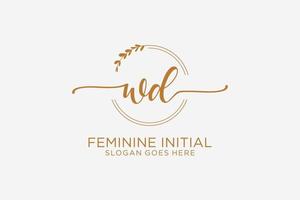 Initial WD beauty monogram and elegant logo design handwriting logo of initial signature, wedding, fashion, floral and botanical with creative template. vector