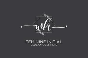 Initial WH beauty monogram and elegant logo design handwriting logo of initial signature, wedding, fashion, floral and botanical with creative template. vector