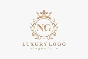 Initial NG Letter Royal Luxury Logo template in vector art for Restaurant, Royalty, Boutique, Cafe, Hotel, Heraldic, Jewelry, Fashion and other vector illustration.