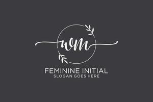 Initial WM beauty monogram and elegant logo design handwriting logo of initial signature, wedding, fashion, floral and botanical with creative template. vector