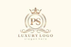 Initial PS Letter Royal Luxury Logo template in vector art for Restaurant, Royalty, Boutique, Cafe, Hotel, Heraldic, Jewelry, Fashion and other vector illustration.