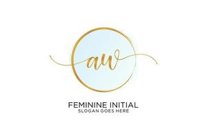 Initial AW handwriting logo with circle template vector signature, wedding, fashion, floral and botanical with creative template.