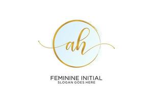 Initial AH handwriting logo with circle template vector signature, wedding, fashion, floral and botanical with creative template.