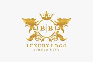 plantilla de logotipo de lujo real de león de letra bb inicial en arte vectorial para restaurante, realeza, boutique, cafetería, hotel, heráldica, joyería, moda y otras ilustraciones vectoriales. vector