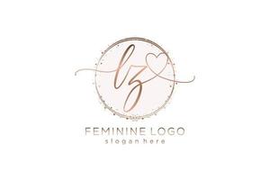Initial LZ handwriting logo with circle template vector logo of initial wedding, fashion, floral and botanical with creative template.