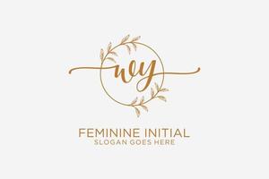 Initial WY beauty monogram and elegant logo design handwriting logo of initial signature, wedding, fashion, floral and botanical with creative template. vector