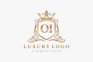 Initial OI Letter Royal Luxury Logo template in vector art for Restaurant, Royalty, Boutique, Cafe, Hotel, Heraldic, Jewelry, Fashion and other vector illustration.