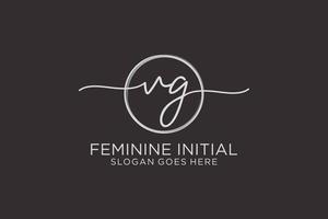 Initial VG handwriting logo with circle template vector logo of initial signature, wedding, fashion, floral and botanical with creative template.