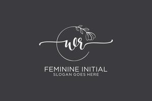 Initial WR beauty monogram and elegant logo design handwriting logo of initial signature, wedding, fashion, floral and botanical with creative template. vector