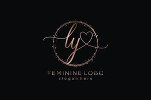 Initial LY handwriting logo with circle template vector logo of initial wedding, fashion, floral and botanical with creative template.