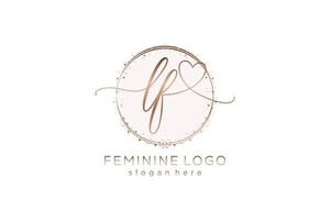 Initial LF handwriting logo with circle template vector logo of initial wedding, fashion, floral and botanical with creative template.