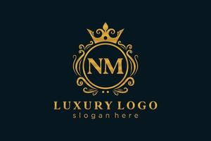 Initial NM Letter Royal Luxury Logo template in vector art for Restaurant, Royalty, Boutique, Cafe, Hotel, Heraldic, Jewelry, Fashion and other vector illustration.