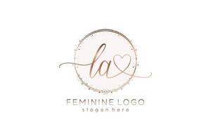 Initial LA handwriting logo with circle template vector logo of initial wedding, fashion, floral and botanical with creative template.
