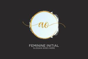 Initial AO handwriting logo with circle template vector signature, wedding, fashion, floral and botanical with creative template.