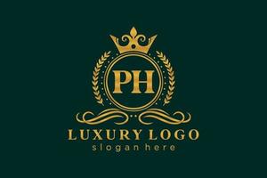 Initial PH Letter Royal Luxury Logo template in vector art for Restaurant, Royalty, Boutique, Cafe, Hotel, Heraldic, Jewelry, Fashion and other vector illustration.