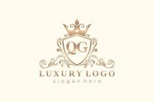 Initial QG Letter Royal Luxury Logo template in vector art for Restaurant, Royalty, Boutique, Cafe, Hotel, Heraldic, Jewelry, Fashion and other vector illustration.