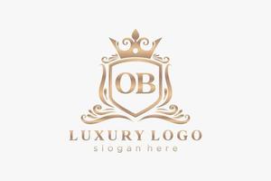 Initial OB Letter Royal Luxury Logo template in vector art for Restaurant, Royalty, Boutique, Cafe, Hotel, Heraldic, Jewelry, Fashion and other vector illustration.