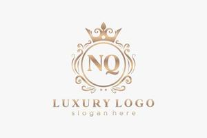 Initial NQ Letter Royal Luxury Logo template in vector art for Restaurant, Royalty, Boutique, Cafe, Hotel, Heraldic, Jewelry, Fashion and other vector illustration.