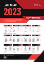 2023 weekly monthly calendar vector template