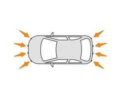 Car front and rear parking sensors. Vehicle parking assist system. Modern sketch drawing. Editable line icon. vector