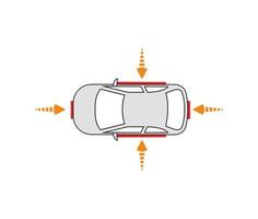 Vehicle impact sensor arrows. Car accident detection system icon. Modern sketch drawing. Editable line icon. vector