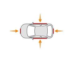 flechas del sensor de impacto del vehículo. icono del sistema de detección de accidentes de coche. dibujo de croquis moderno. icono de línea editable. vector