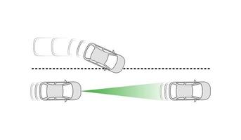 Auto car detector system icon. Forward break detector Vehicle features. Danger moment sign. modern sketch drawing. Editable line icon. vector