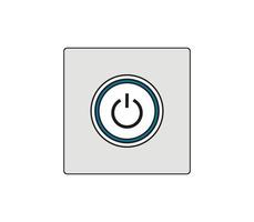 On-off button. Signal to start and activate the system. Modern car sketch drawing. Editable line icon. vector