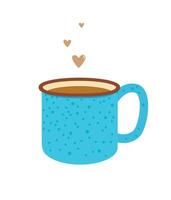 large enamel teacup with turquoise coffee. vector