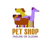 Vector logo design template for pet shops, veterinary clinics and animal shelters. Vector logo template with different dogs.