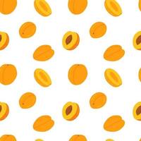 Vector cartoon apricot seamless pattern isolated on white background. Different peach and apricot vector pattern.