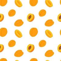 Vector cartoon apricot seamless pattern isolated on white background. Different peach and apricot vector pattern.