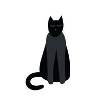 vector, plano, gato negro, ilustración vector