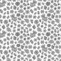 Hand drawn mistletoe and snowflakes vector seamless pattern. Doodle winter herb isolated on white background