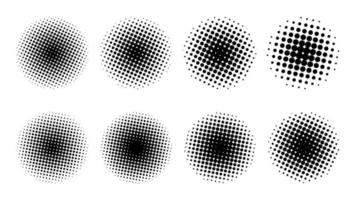 Set of vector halftone dots background circle shape. Black and white for promotional design elements, banners, comics, pop